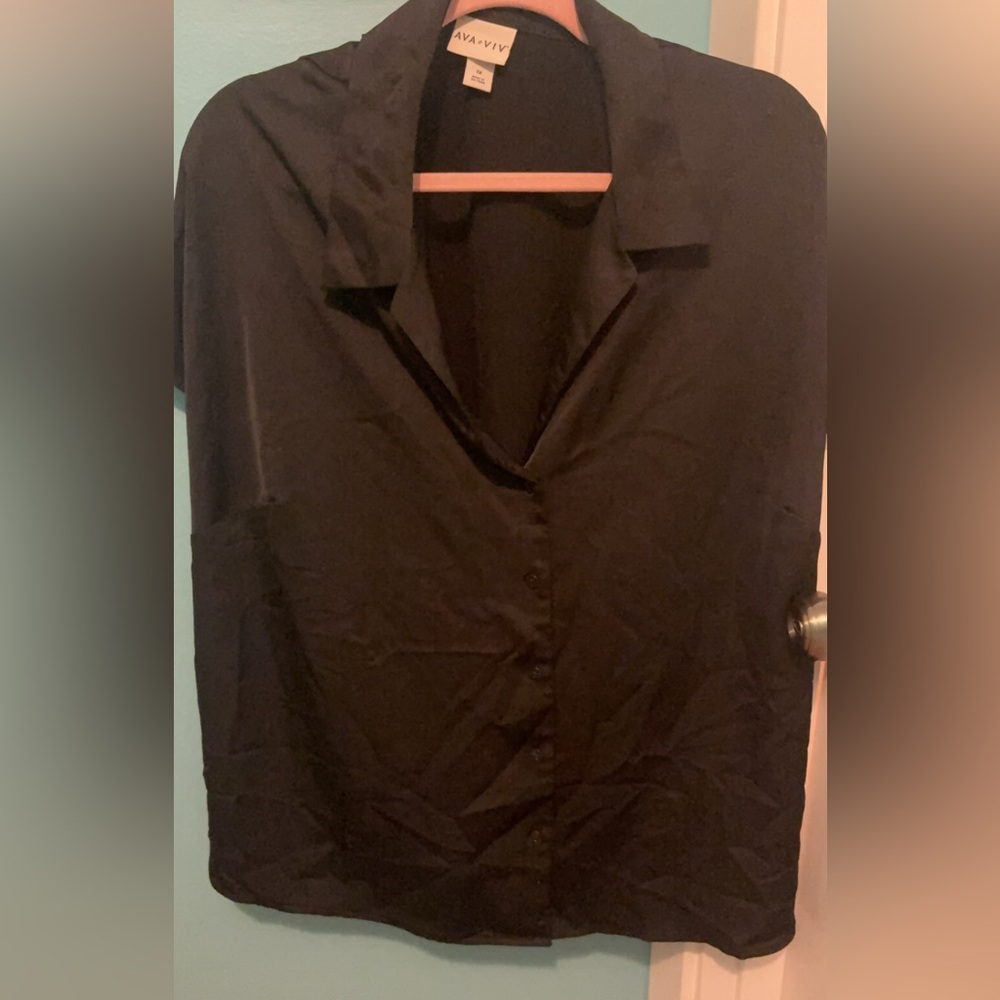 Ava & Viv Silky Black Button Down Shirt